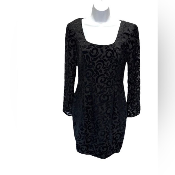 Vtg Hollywood Nites Velvet Cocktail Dress Size 4 USA Floral Brocade Whimsigoth - Picture 1 of 12